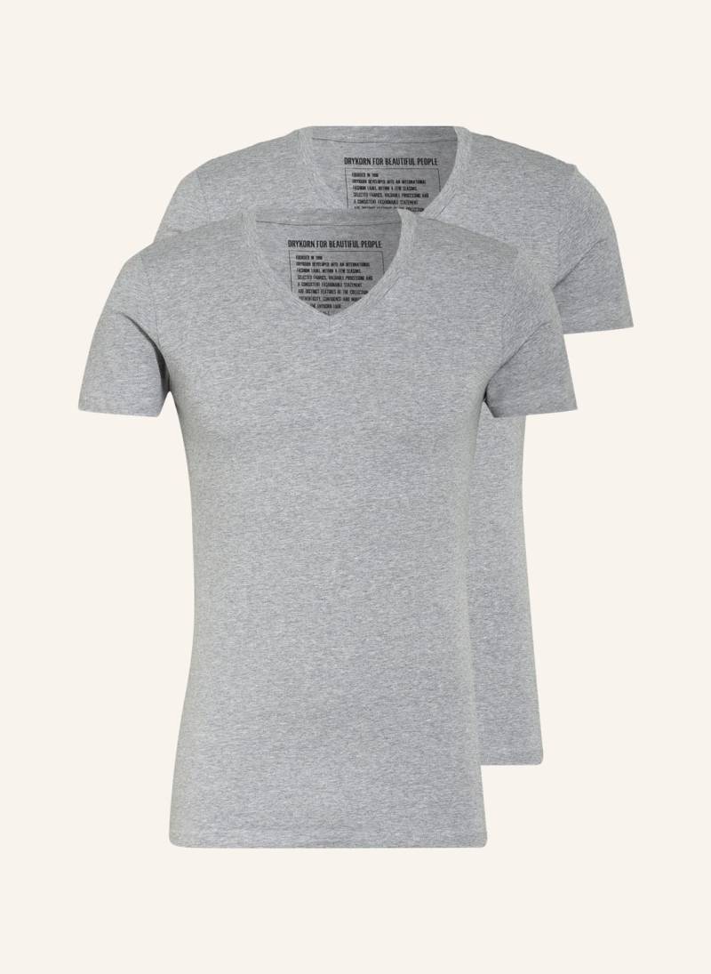 Drykorn 2er-Pack V-Shirts Caris grau von drykorn