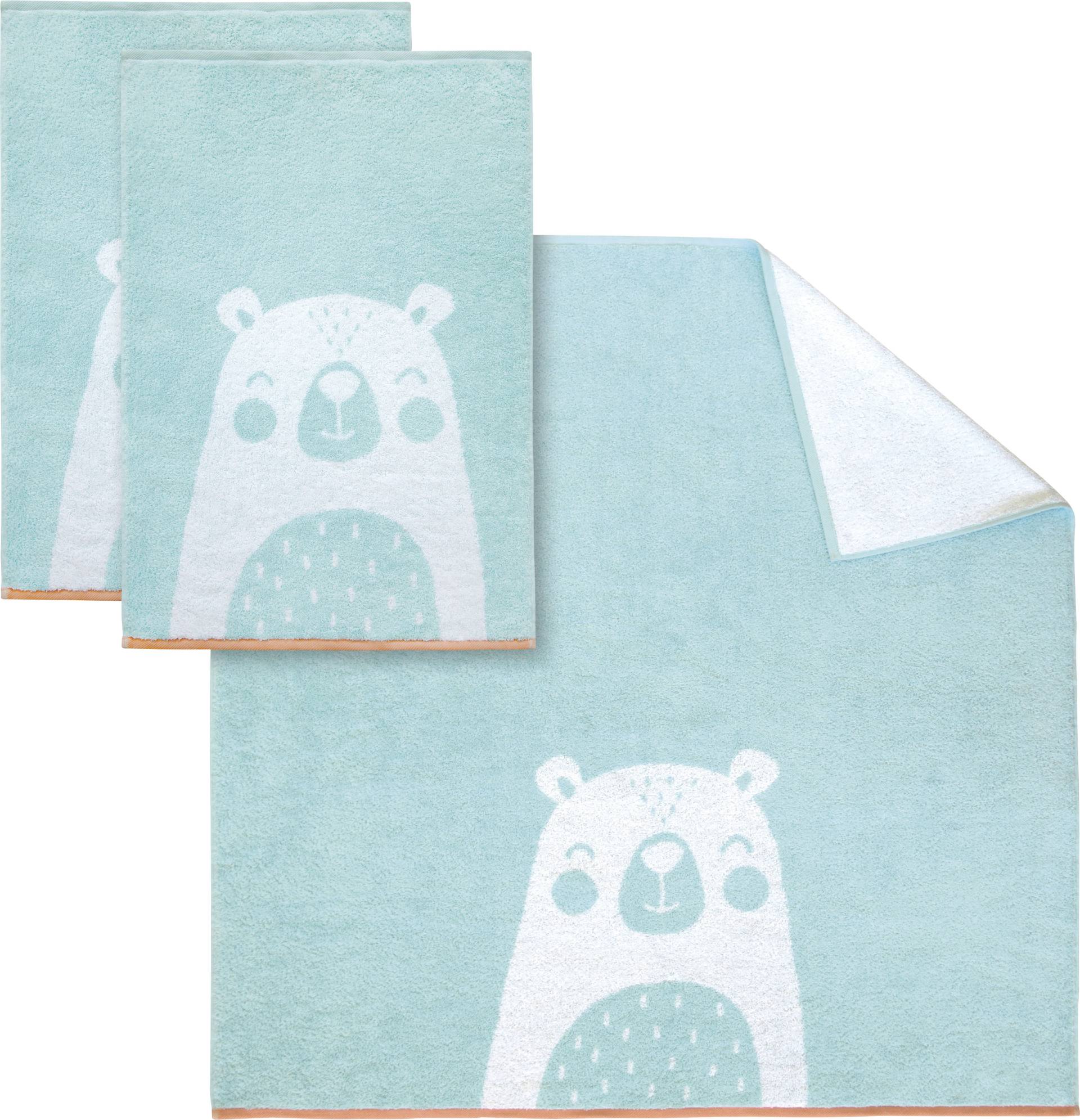 Dyckhoff Handtuch Set »Bear«, (3 St., 2 Handtücher (50x100 cm)-1 Badetuch (100x100 cm), mit niedlichem Bärenmotiv von dyckhoff