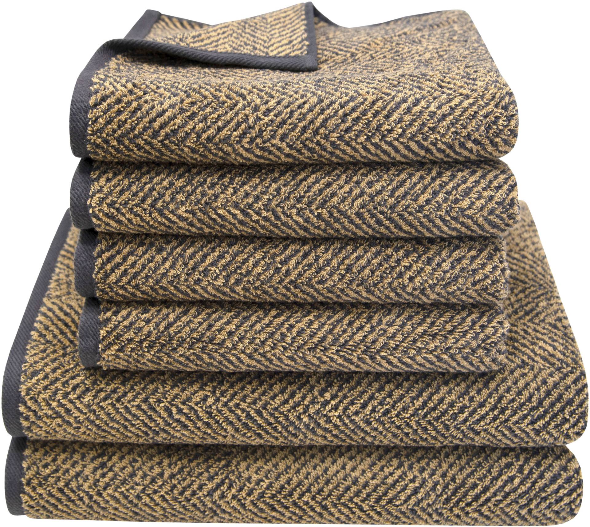 Dyckhoff Handtuch Set »Golden Shades Herringbone«, Set, 6 tlg., Walkfrottier, 4 Handtücher (50x100cm), 2 Duschtücher (70x140cm) von dyckhoff