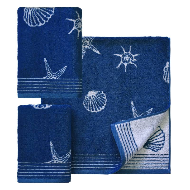 Dyckhoff Handtuch Set »Seashell«, (Set, 3 St., 2 Handtücher (50x100 cm)-1 Badetuch (70x140 cm), mit Muschelmuster; 2 Handtücher (50x100cm), 1 Duschtuch (70x140cm) von dyckhoff