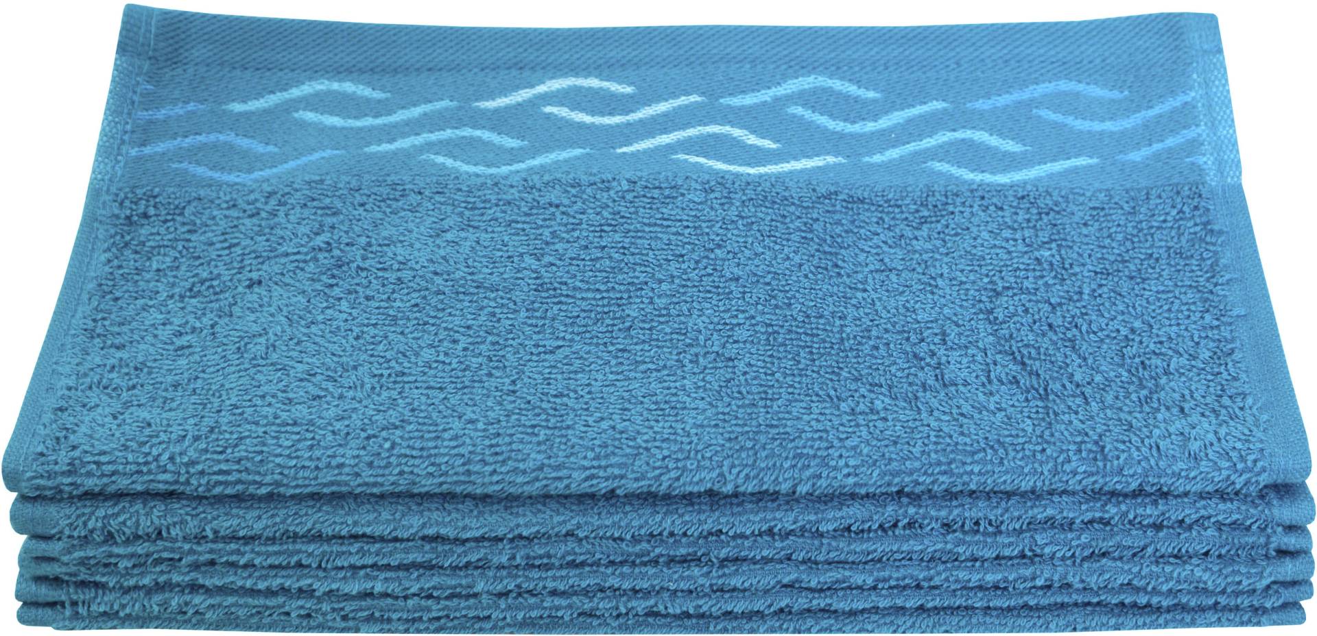 Dyckhoff Seiftuch »Wave«, (Set, 6 St., 6er Set Waschlappen 30 x 30 cm), mit Jacquard-Bordüre von dyckhoff