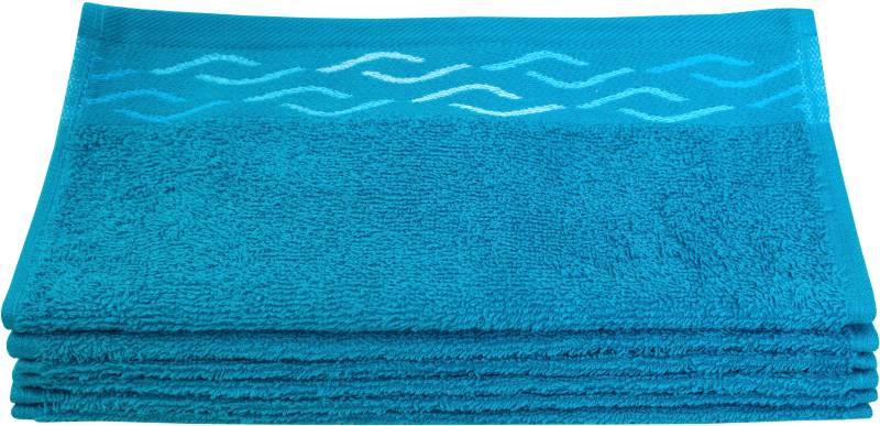 Dyckhoff Seiftuch »Wave«, (Set, 6 St., 6er Set Waschlappen 30 x 30 cm), mit Jacquard-Bordüre von dyckhoff