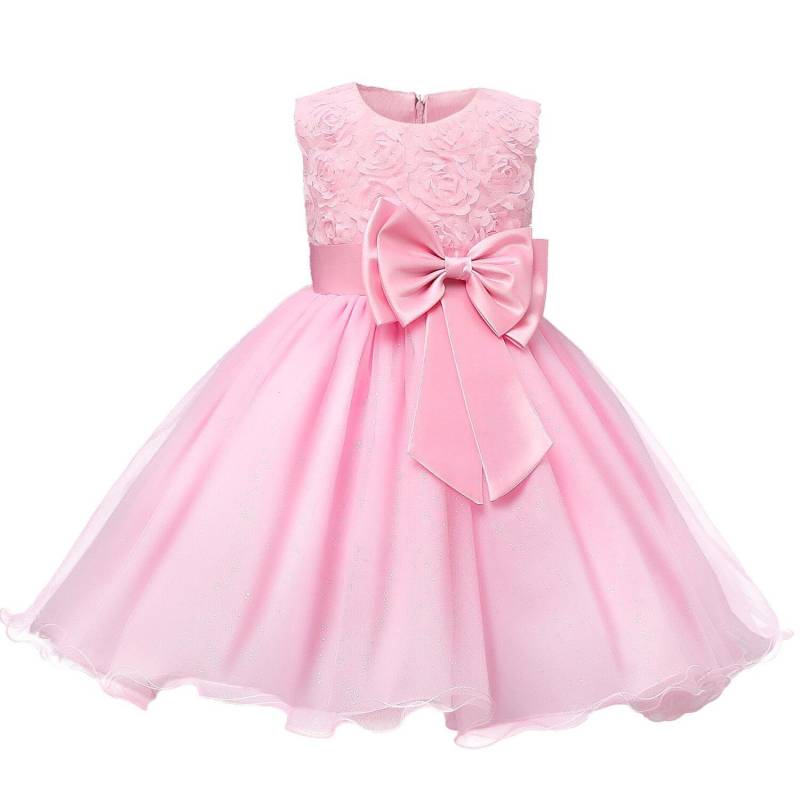 Abendkleid Mit Schleife Und Blumen - Rosa (130) Mädchen  ONE SIZE von eStore