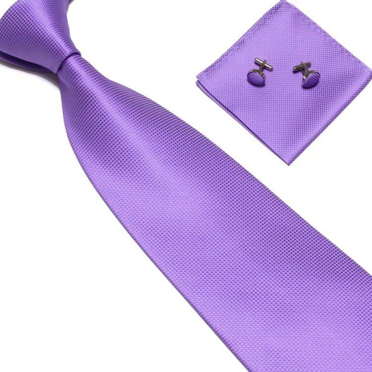 Kostümzubehör | Krawatte + Einstecktuch + Manschettenknöpfe - Lt Purple Herren  ONE SIZE von B2X