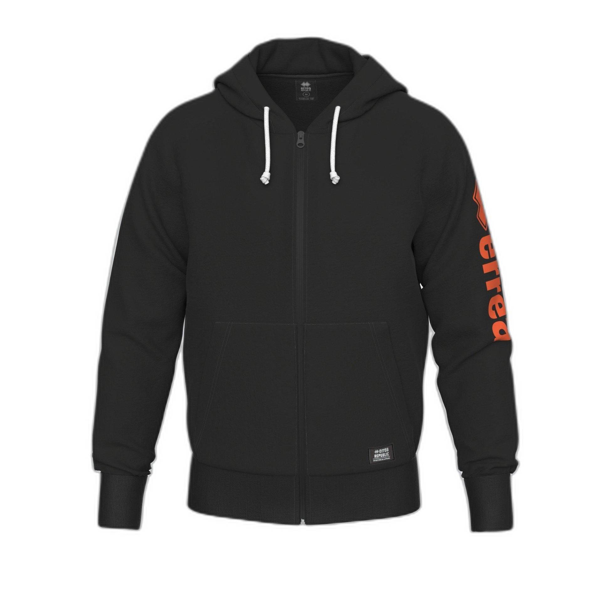 errea - kinder-sweatshirt mit reißverschluss und kapuze essential, 9-10A, Schwarz / Orange von errea