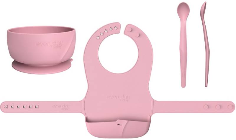 everyday baby Kindergeschirr-Set »Everyday Baby, Esslern Set mit Lätzchen«, (4 tlg.), Made in Europe von everyday baby