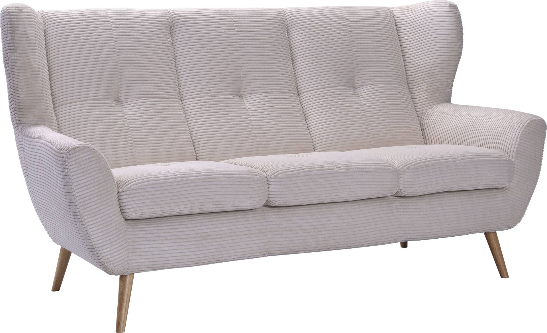 exxpo - sofa fashion 3-Sitzer »ALVESTA, Loungesofa, Küchensofa, hoher Sitzkomfort, Ohrenbackensofa«, gemütliche Rückenlehne, mit Knopfheftung und hohen Holzfüssen, in Cord von exxpo - sofa fashion