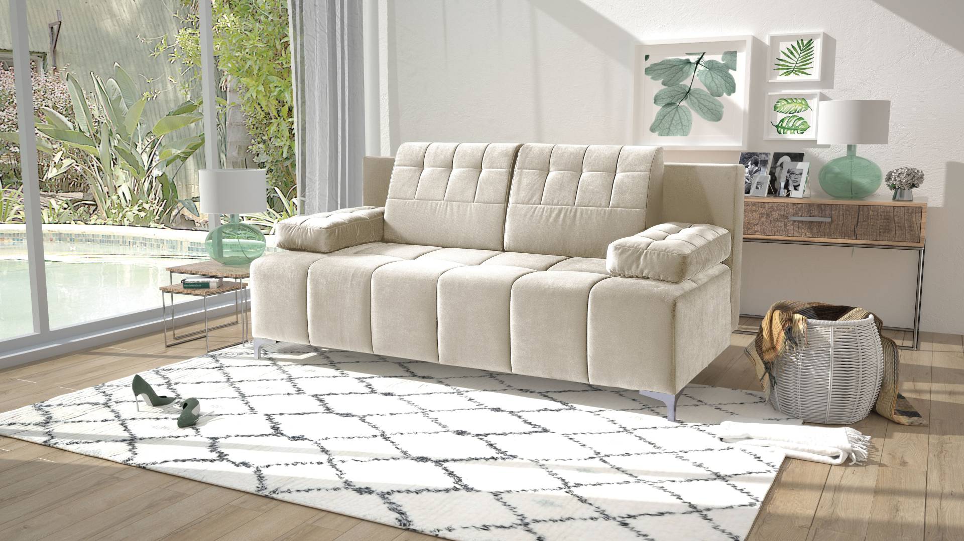 exxpo - sofa fashion 3-Sitzer »Schlafsofa mit Bettfunktion, Bettkasten, mit Federkernpolsterung«, bequem, mit hochwertigem Funktionsbeschlag für mehr Komfort von exxpo - sofa fashion