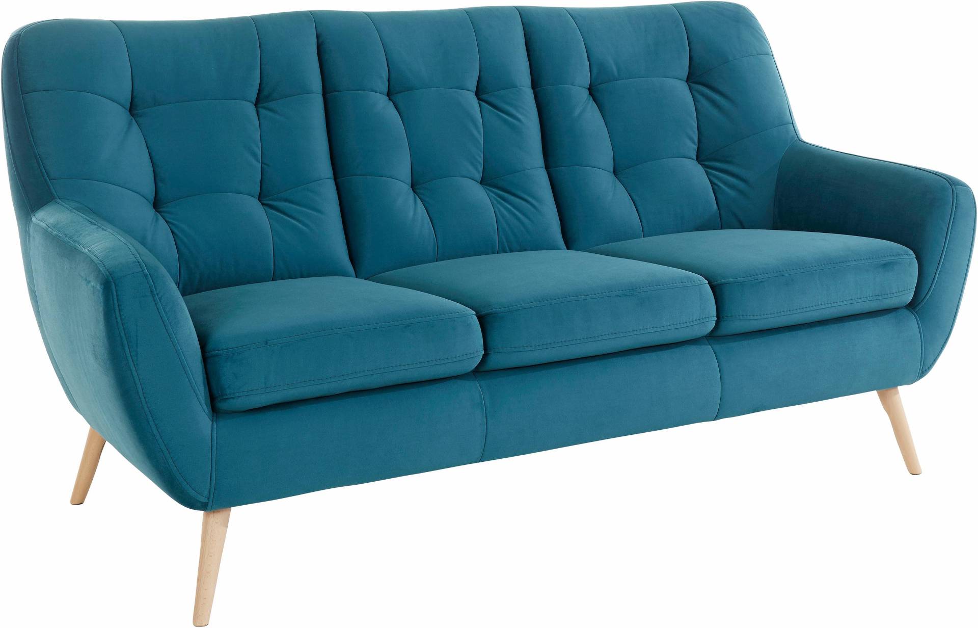 exxpo - sofa fashion 3-Sitzer »Scandi, bequem, aufwendige Rückenpolsterung für mehr Sitzkomfort«, aktuelle Farben in hochwertigen Bezugsqualitäten, Holzfuss von exxpo - sofa fashion