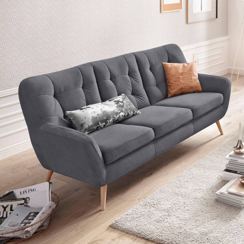 exxpo - sofa fashion 3-Sitzer »Scandi, bequem, aufwendige Rückenpolsterung für mehr Sitzkomfort«, aktuelle Farben in hochwertigen Bezugsqualitäten, Holzfuss von exxpo - sofa fashion