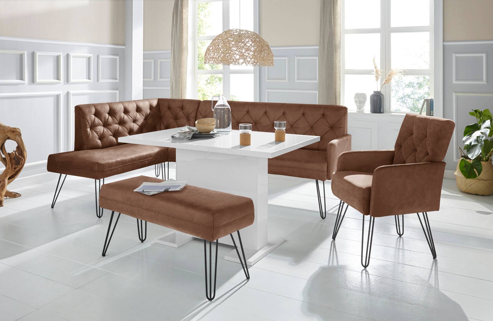 exxpo - sofa fashion Eckbank »Doppio, Chesterfield Optik, komfortabel und bequem, hohe Designfüsse«, Frei im Raum stellbar exxpo - sofa fashion Eckbank »Doppio, Chesterfield Optik, komfortabel und bequem, hohe Designfüsse«, Frei im Raum stellbar von exxpo - sofa fashion