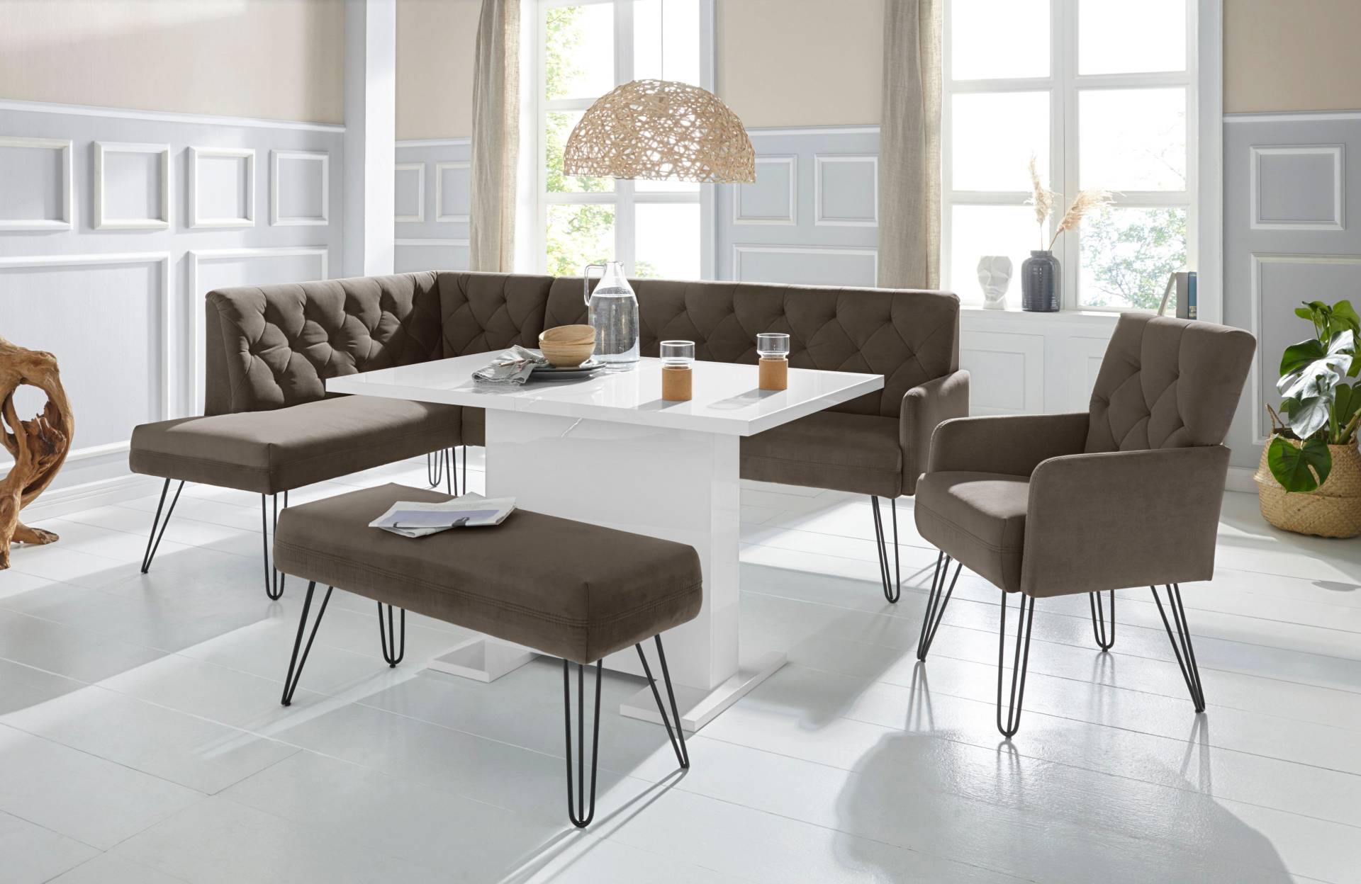 exxpo - sofa fashion Eckbank »Doppio, Chesterfield Optik, komfortabel und bequem, hohe Designfüsse«, Frei im Raum stellbar exxpo - sofa fashion Eckbank »Doppio, Chesterfield Optik, komfortabel und bequem, hohe Designfüsse«, Frei im Raum stellbar von exxpo - sofa fashion
