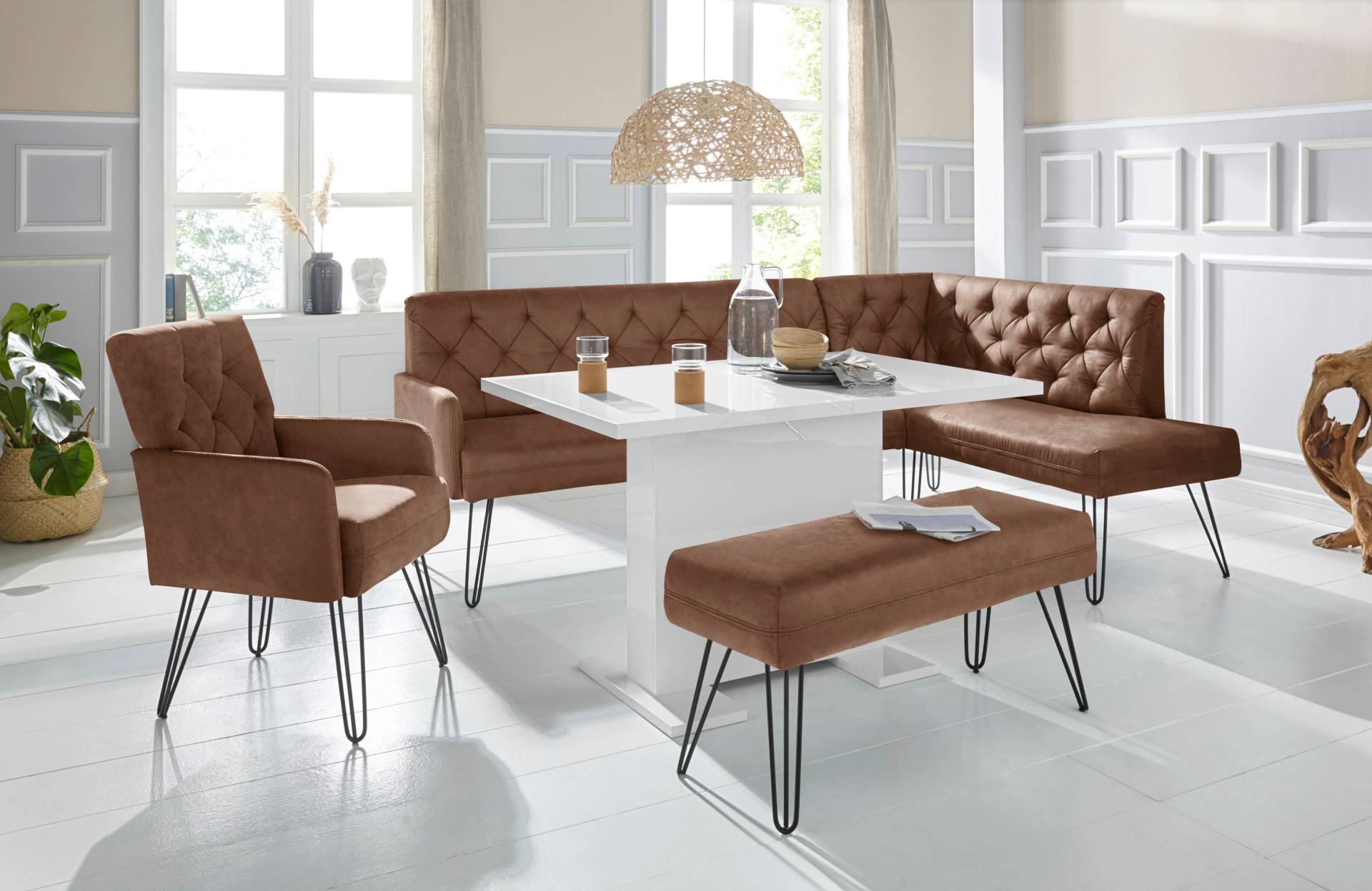 exxpo - sofa fashion Eckbank »Doppio, Chesterfield Optik, komfortabel und bequem, hohe Designfüsse«, Frei im Raum stellbar exxpo - sofa fashion Eckbank »Doppio, Chesterfield Optik, komfortabel und bequem, hohe Designfüsse«, Frei im Raum stellbar von exxpo - sofa fashion