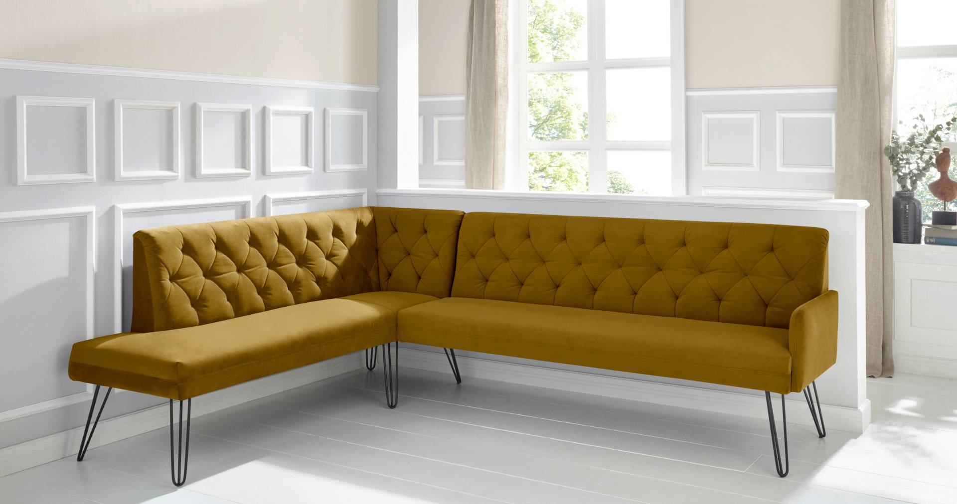 exxpo - sofa fashion Eckbank »Doppio, Chesterfield Optik, komfortabel und bequem, hohe Designfüsse«, Frei im Raum stellbar exxpo - sofa fashion Eckbank »Doppio, Chesterfield Optik, komfortabel und bequem, hohe Designfüsse«, Frei im Raum stellbar von exxpo - sofa fashion