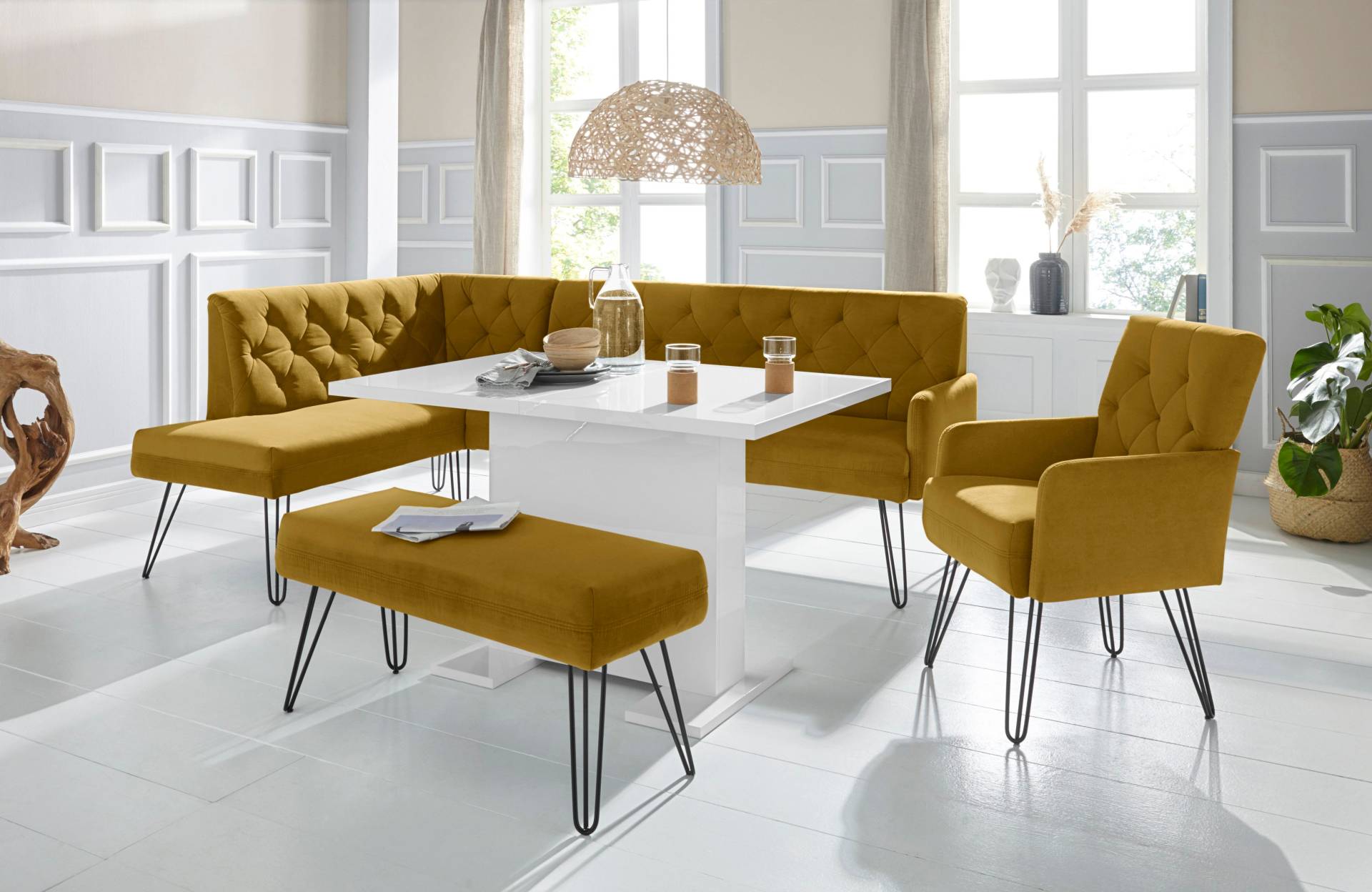 exxpo - sofa fashion Eckbank »Doppio, Chesterfield Optik, komfortabel und bequem, hohe Designfüsse«, Frei im Raum stellbar exxpo - sofa fashion Eckbank »Doppio, Chesterfield Optik, komfortabel und bequem, hohe Designfüsse«, Frei im Raum stellbar von exxpo - sofa fashion