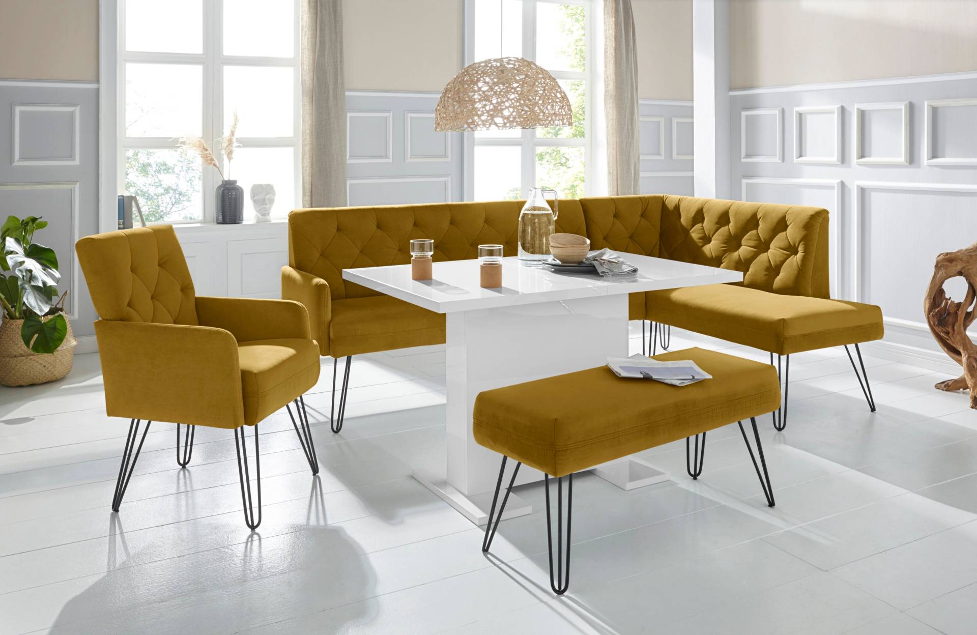 exxpo - sofa fashion Eckbank »Doppio, Chesterfield Optik, komfortabel und bequem, hohe Designfüsse«, Frei im Raum stellbar exxpo - sofa fashion Eckbank »Doppio, Chesterfield Optik, komfortabel und bequem, hohe Designfüsse«, Frei im Raum stellbar von exxpo - sofa fashion