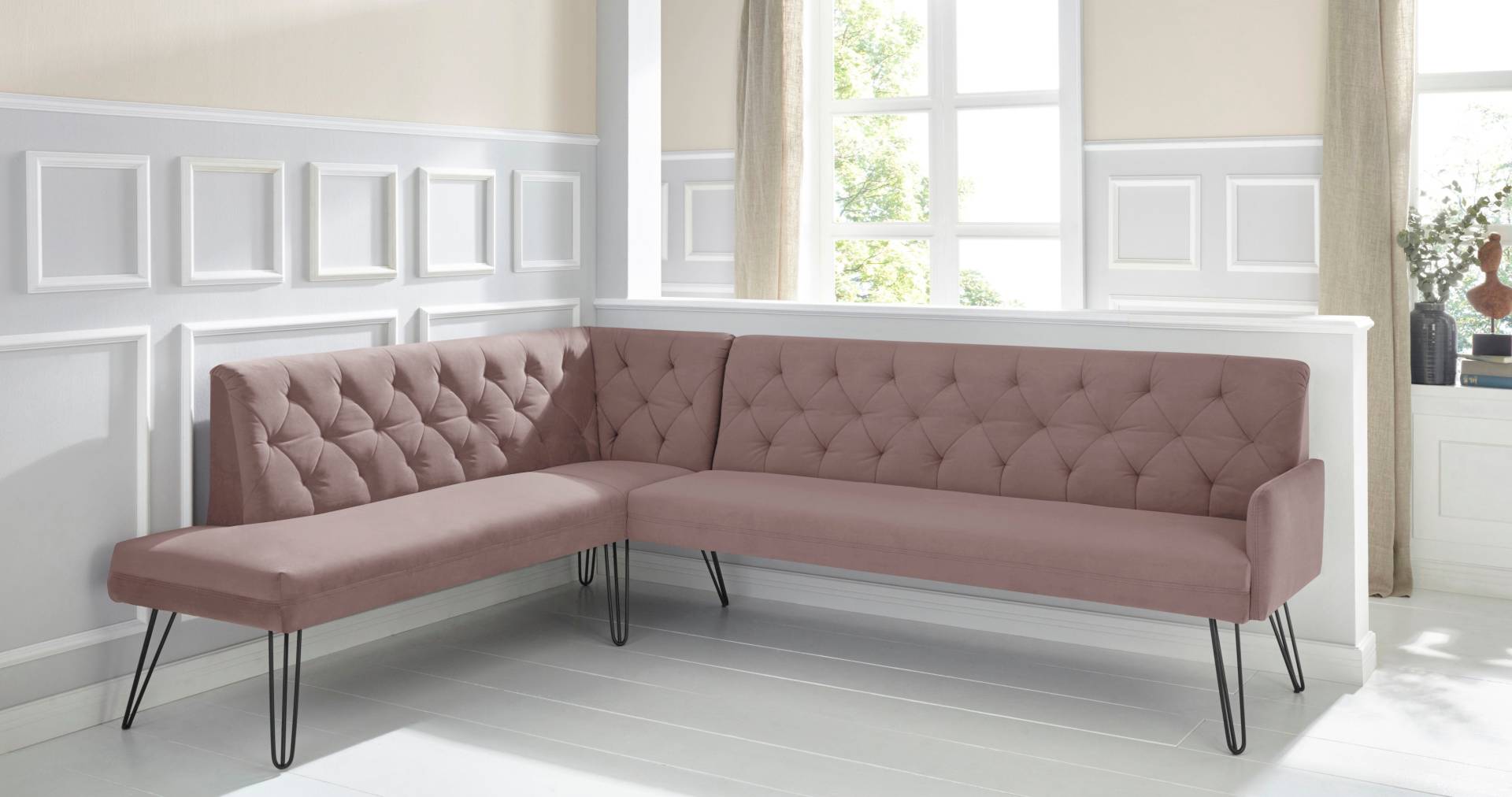 exxpo - sofa fashion Eckbank »Doppio, Chesterfield Optik, komfortabel und bequem, hohe Designfüsse«, Frei im Raum stellbar exxpo - sofa fashion Eckbank »Doppio, Chesterfield Optik, komfortabel und bequem, hohe Designfüsse«, Frei im Raum stellbar von exxpo - sofa fashion