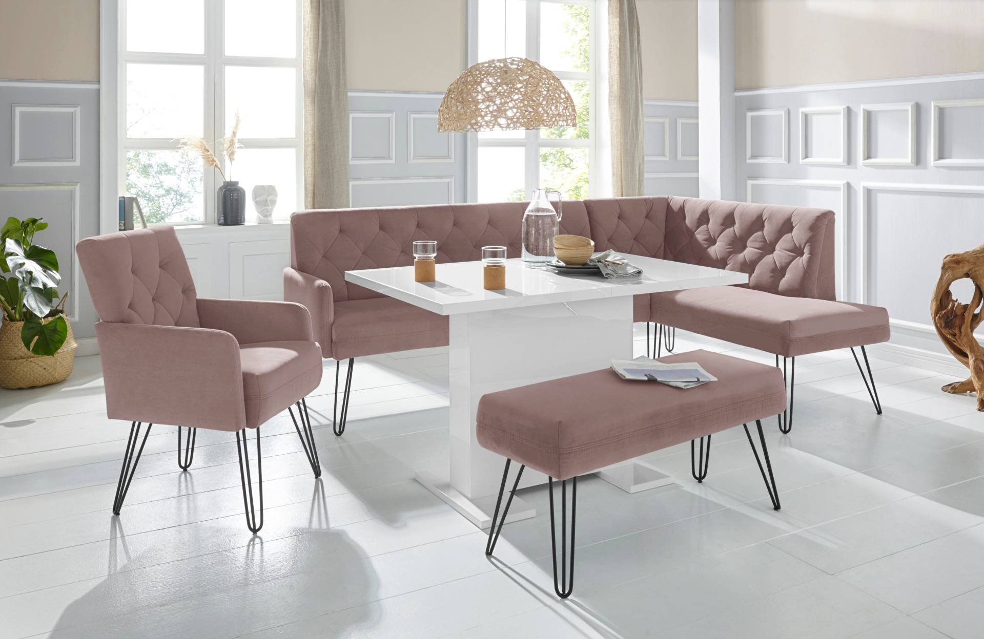 exxpo - sofa fashion Eckbank »Doppio, Chesterfield Optik, komfortabel und bequem, hohe Designfüsse«, Frei im Raum stellbar exxpo - sofa fashion Eckbank »Doppio, Chesterfield Optik, komfortabel und bequem, hohe Designfüsse«, Frei im Raum stellbar von exxpo - sofa fashion