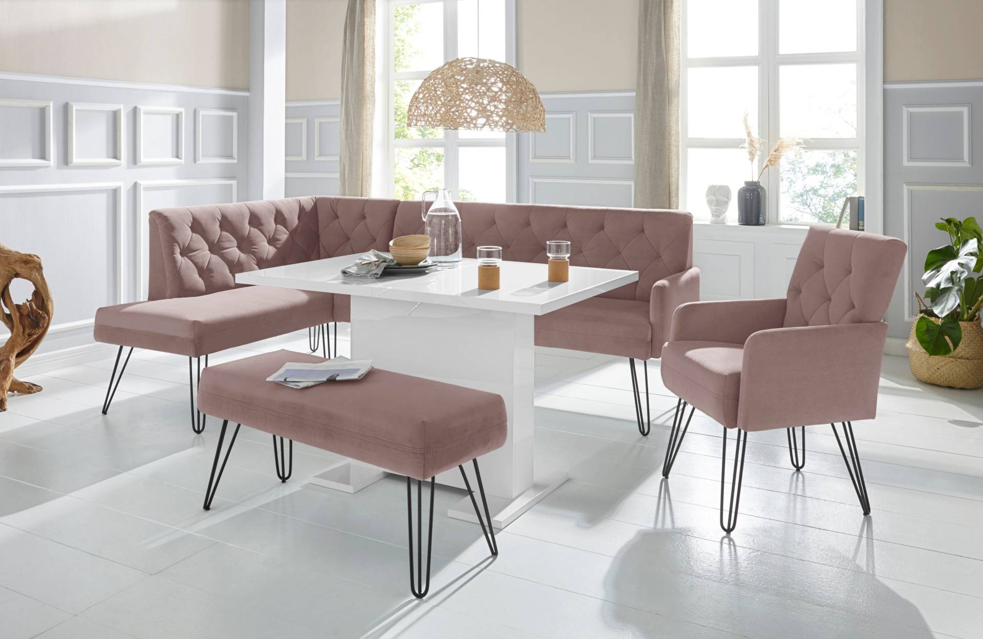 exxpo - sofa fashion Eckbank »Doppio, Chesterfield Optik, komfortabel und bequem, hohe Designfüsse«, Frei im Raum stellbar exxpo - sofa fashion Eckbank »Doppio, Chesterfield Optik, komfortabel und bequem, hohe Designfüsse«, Frei im Raum stellbar von exxpo - sofa fashion