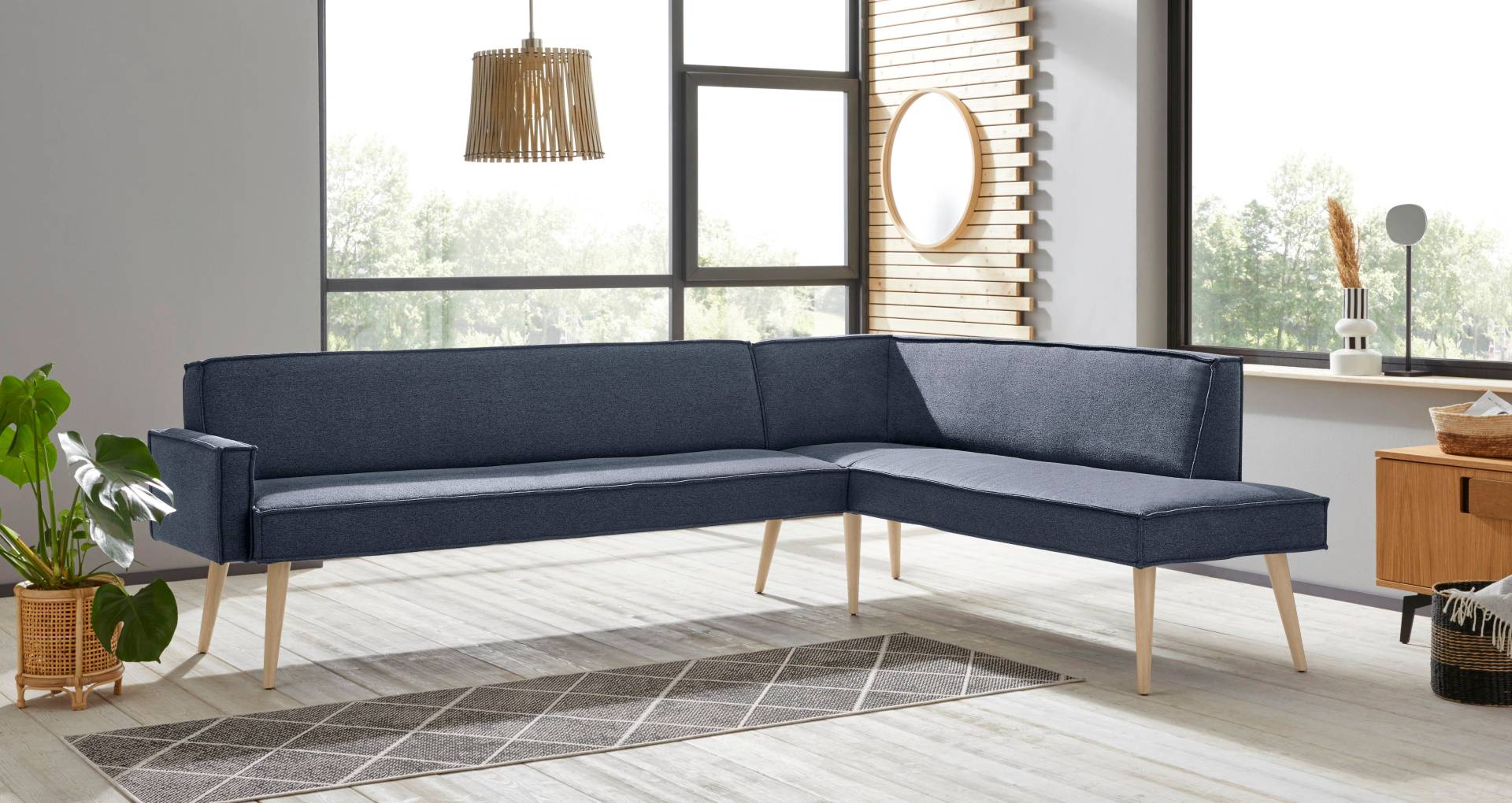 exxpo - sofa fashion Eckbank »Lungo, moderne Kedernaht, bequem und elegant, hoher Holzfuss«, hochwertige Detailverarbeitung, frei im Raum stellbar von exxpo - sofa fashion