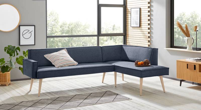 exxpo - sofa fashion Eckbank »Lungo, moderne Kedernaht, bequem und elegant, hoher Holzfuss«, hochwertige Detailverarbeitung, frei im Raum stellbar von exxpo - sofa fashion