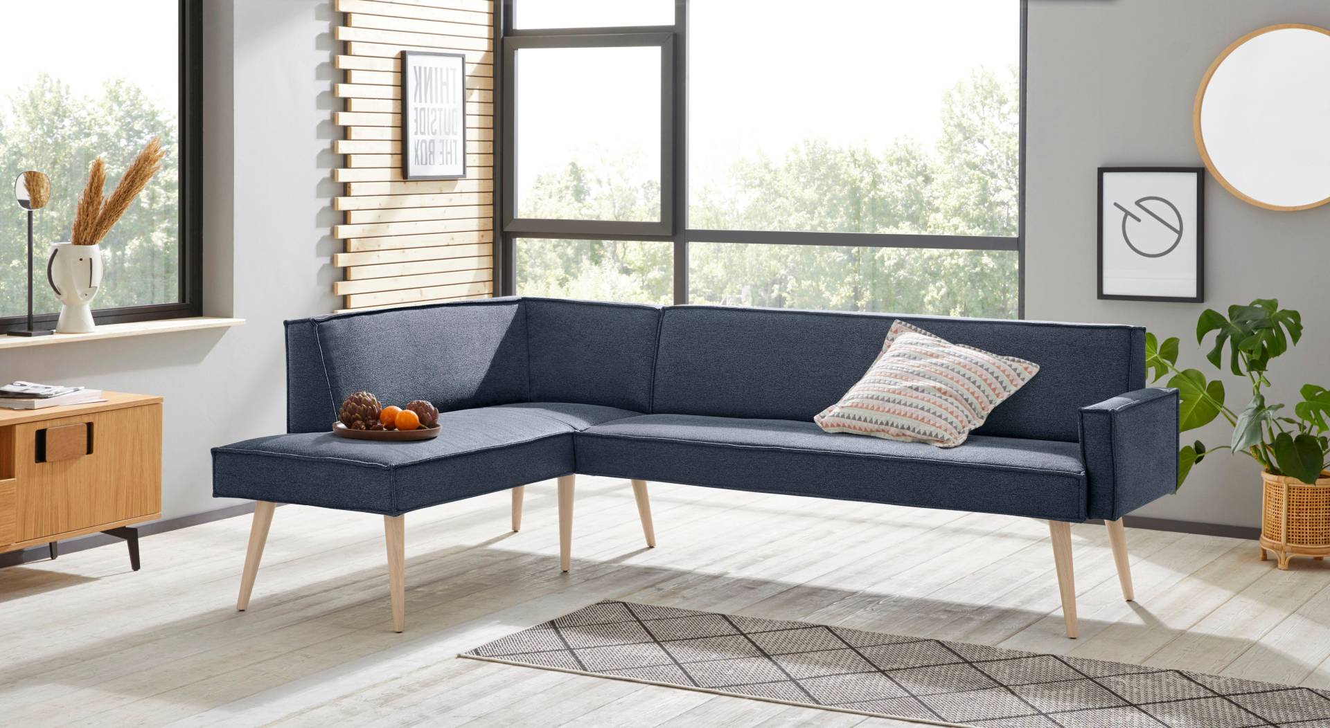 exxpo - sofa fashion Eckbank »Lungo, moderne Kedernaht, bequem und elegant, hoher Holzfuss«, hochwertige Detailverarbeitung, frei im Raum stellbar von exxpo - sofa fashion