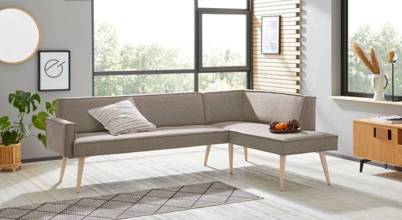 exxpo - sofa fashion Eckbank »Lungo, moderne Kedernaht, bequem und elegant, hoher Holzfuss«, hochwertige Detailverarbeitung, frei im Raum stellbar von exxpo - sofa fashion