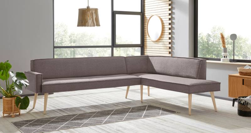 exxpo - sofa fashion Eckbank »Lungo, moderne Kedernaht, bequem und elegant, hoher Holzfuss«, hochwertige Detailverarbeitung, frei im Raum stellbar von exxpo - sofa fashion