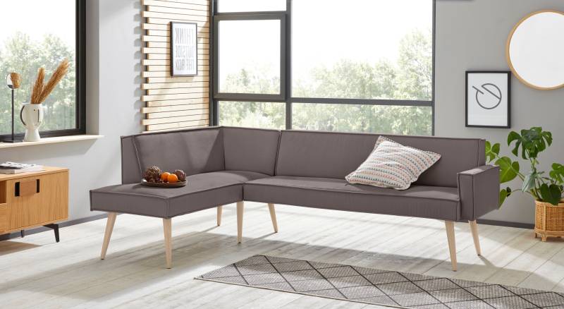 exxpo - sofa fashion Eckbank »Lungo, moderne Kedernaht, bequem und elegant, hoher Holzfuss«, hochwertige Detailverarbeitung, frei im Raum stellbar von exxpo - sofa fashion