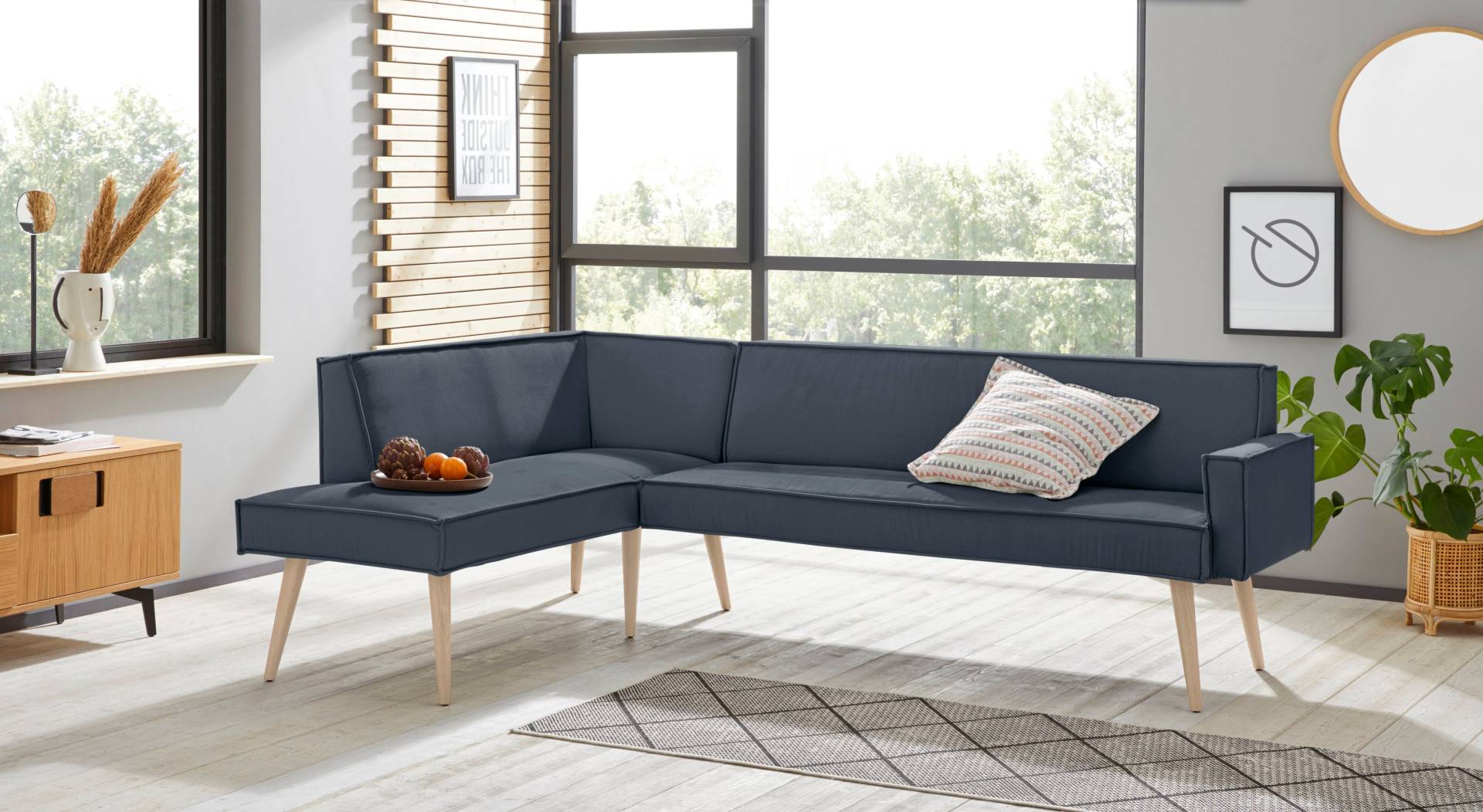 exxpo - sofa fashion Eckbank »Lungo, moderne Kedernaht, bequem und elegant, hoher Holzfuss«, hochwertige Detailverarbeitung, frei im Raum stellbar von exxpo - sofa fashion