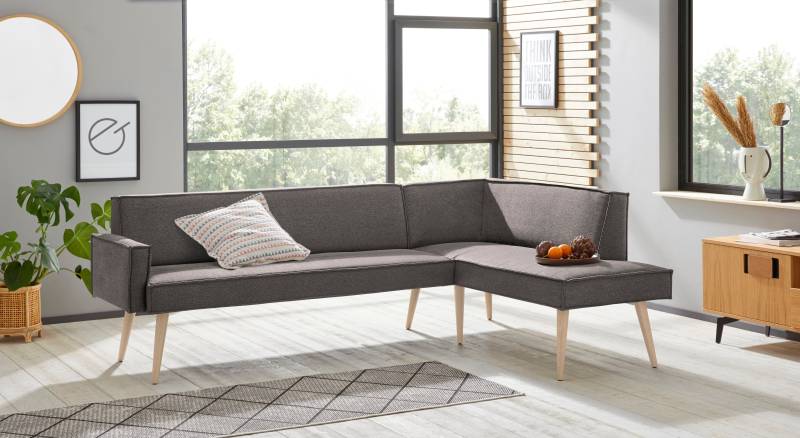 exxpo - sofa fashion Eckbank »Lungo, moderne Kedernaht, bequem und elegant, hoher Holzfuss«, hochwertige Detailverarbeitung, frei im Raum stellbar von exxpo - sofa fashion