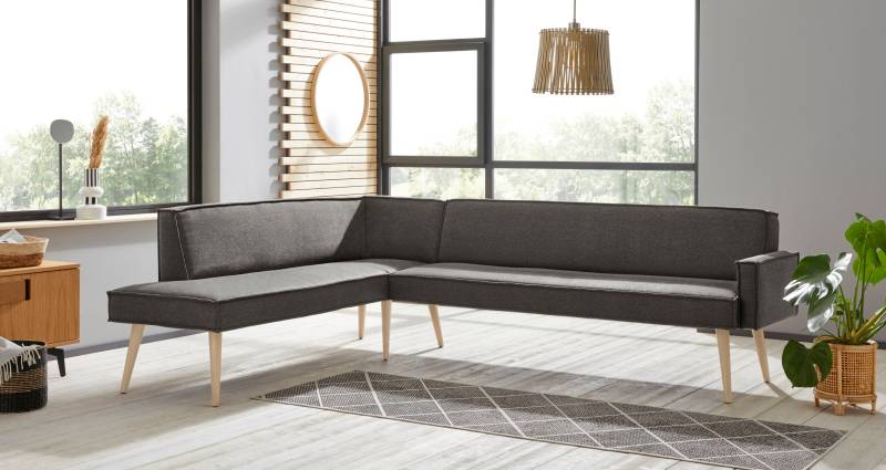 exxpo - sofa fashion Eckbank »Lungo, moderne Kedernaht, bequem und elegant, hoher Holzfuss«, hochwertige Detailverarbeitung, frei im Raum stellbar von exxpo - sofa fashion