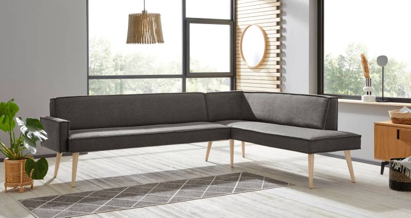 exxpo - sofa fashion Eckbank »Lungo, moderne Kedernaht, bequem und elegant, hoher Holzfuss«, hochwertige Detailverarbeitung, frei im Raum stellbar von exxpo - sofa fashion