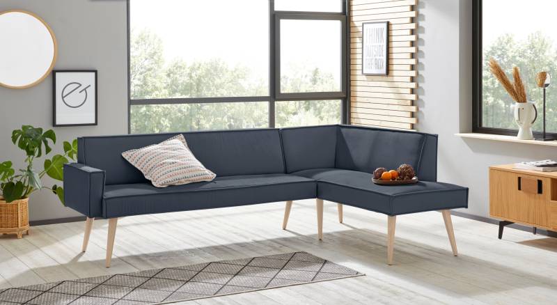 exxpo - sofa fashion Eckbank »Lungo, moderne Kedernaht, bequem und elegant, hoher Holzfuss«, hochwertige Detailverarbeitung, frei im Raum stellbar von exxpo - sofa fashion