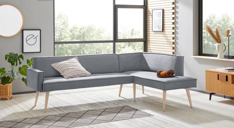 exxpo - sofa fashion Eckbank »Lungo, moderne Kedernaht, bequem und elegant, hoher Holzfuss«, hochwertige Detailverarbeitung, frei im Raum stellbar von exxpo - sofa fashion