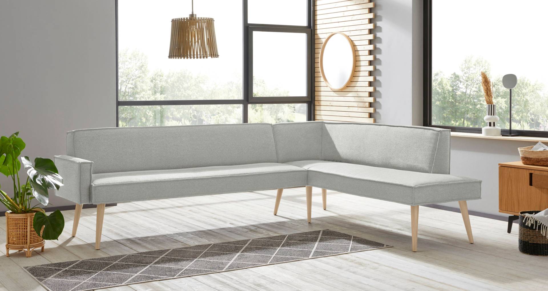 exxpo - sofa fashion Eckbank »Lungo, moderne Kedernaht, bequem und elegant, hoher Holzfuss«, hochwertige Detailverarbeitung, frei im Raum stellbar von exxpo - sofa fashion