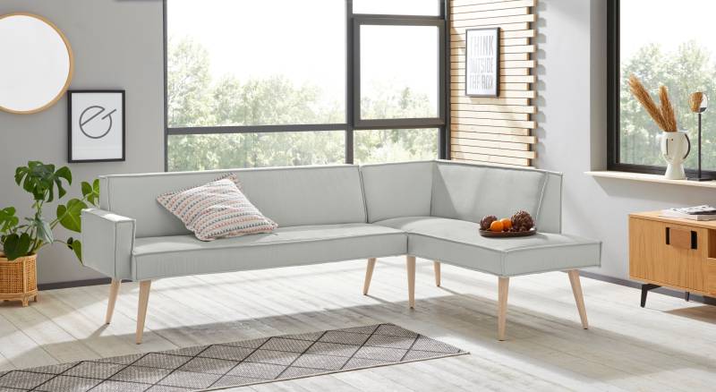 exxpo - sofa fashion Eckbank »Lungo, moderne Kedernaht, bequem und elegant, hoher Holzfuss«, hochwertige Detailverarbeitung, frei im Raum stellbar von exxpo - sofa fashion