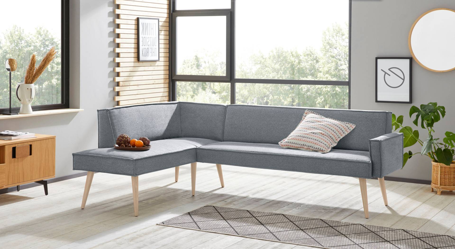 exxpo - sofa fashion Eckbank »Lungo, moderne Kedernaht, bequem und elegant, hoher Holzfuss«, hochwertige Detailverarbeitung, frei im Raum stellbar von exxpo - sofa fashion