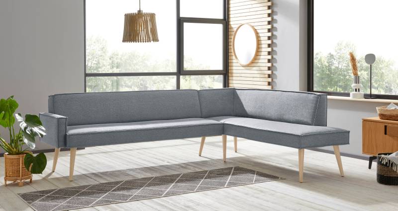 exxpo - sofa fashion Eckbank »Lungo, moderne Kedernaht, bequem und elegant, hoher Holzfuss«, hochwertige Detailverarbeitung, frei im Raum stellbar von exxpo - sofa fashion