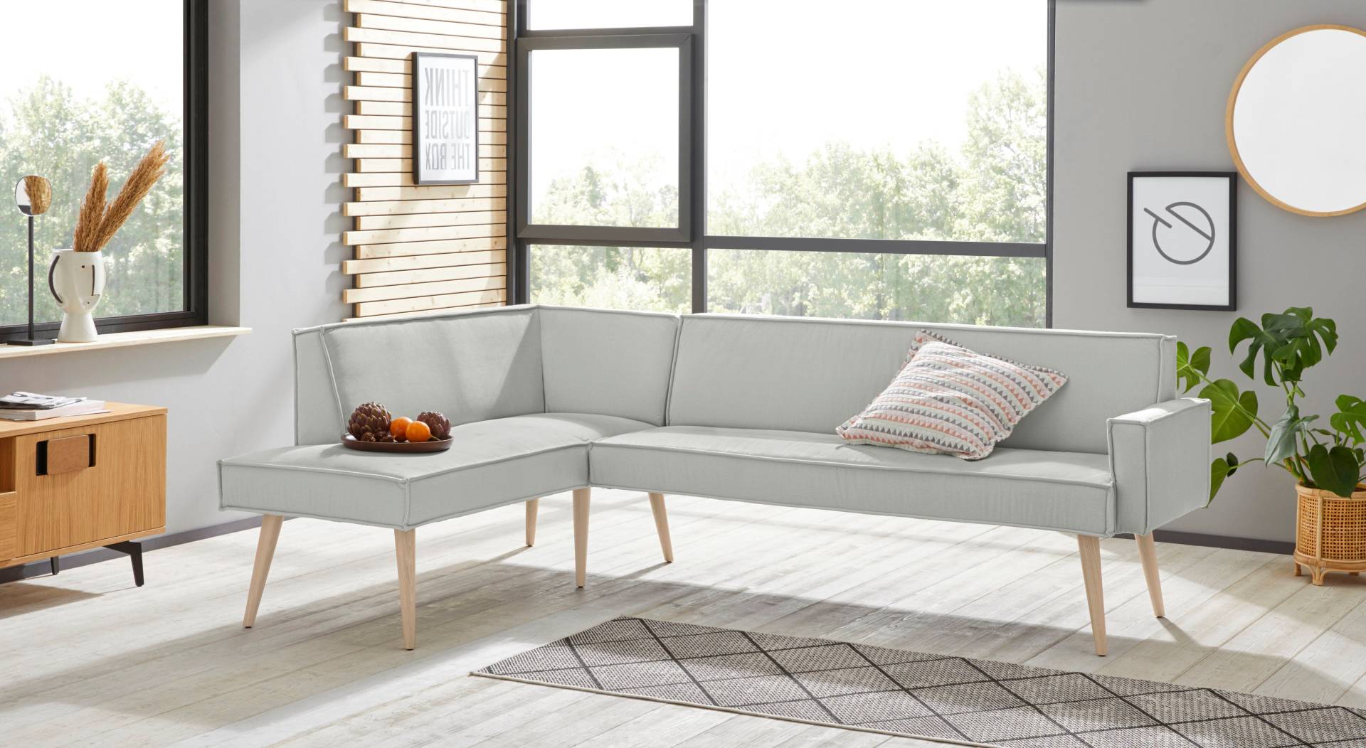 exxpo - sofa fashion Eckbank »Lungo, moderne Kedernaht, bequem und elegant, hoher Holzfuss«, hochwertige Detailverarbeitung, frei im Raum stellbar von exxpo - sofa fashion