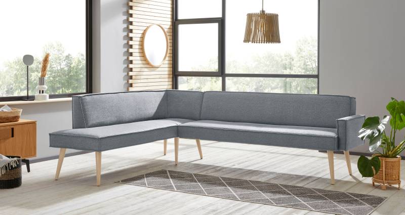 exxpo - sofa fashion Eckbank »Lungo, moderne Kedernaht, bequem und elegant, hoher Holzfuss«, hochwertige Detailverarbeitung, frei im Raum stellbar von exxpo - sofa fashion