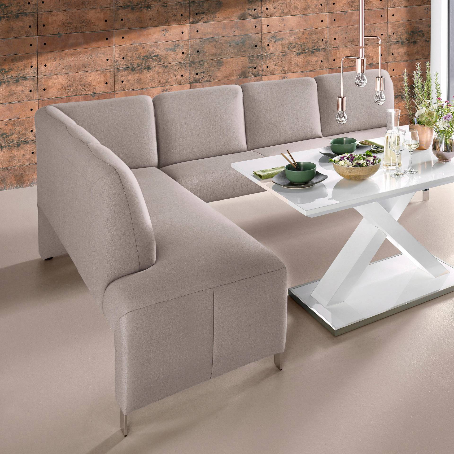 exxpo - sofa fashion Eckbank »Intenso, modern, wahlweise in Leder oder Textil, 264/197 cm (B/T)«, hohe Bodenfreiheit, frei im Raum stellbar, hoher Sitzkomfort von exxpo - sofa fashion