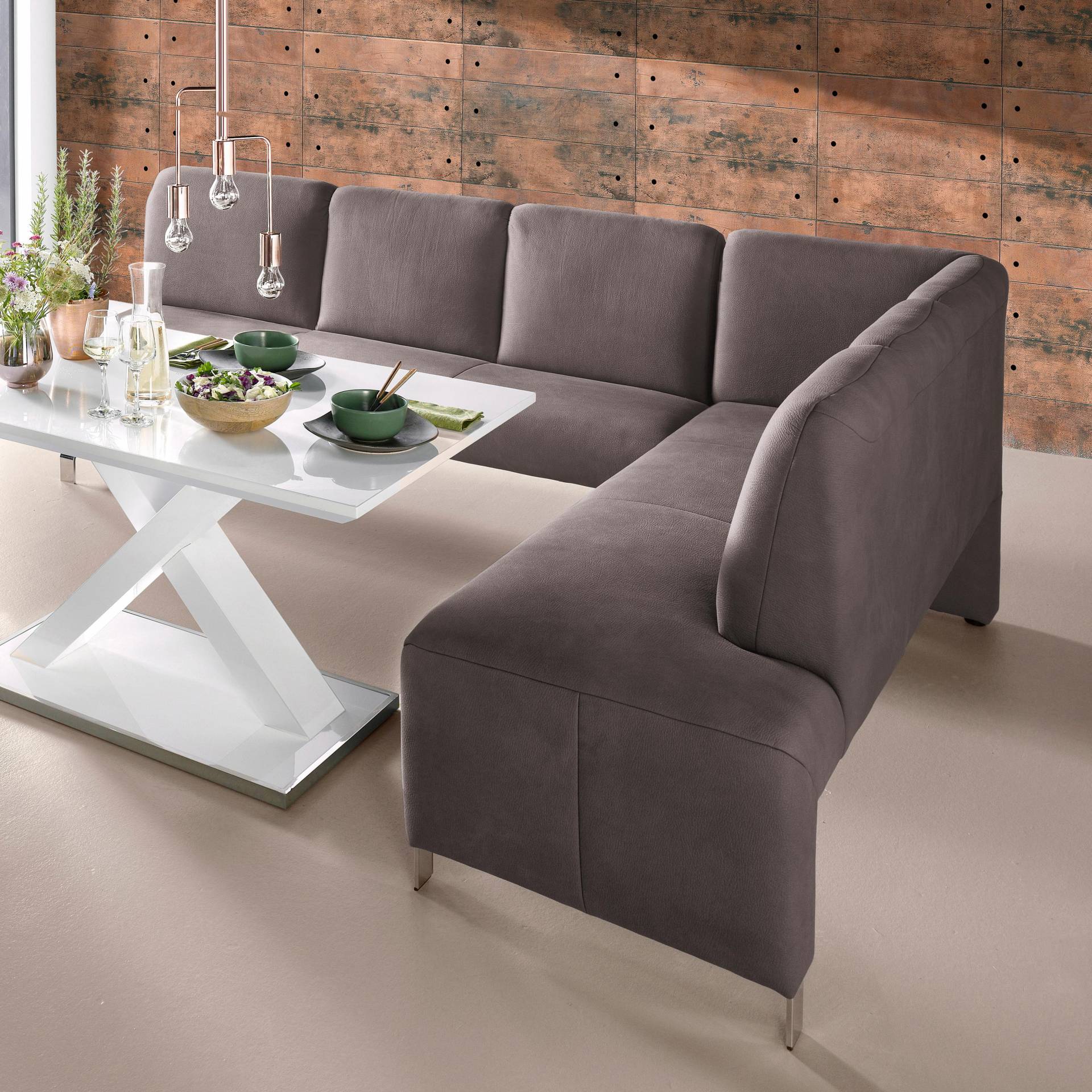 exxpo - sofa fashion Eckbank »Intenso, modern, wahlweise in Leder oder Textil, 264/197 cm (B/T)«, hohe Bodenfreiheit, frei im Raum stellbar, hoher Sitzkomfort von exxpo - sofa fashion