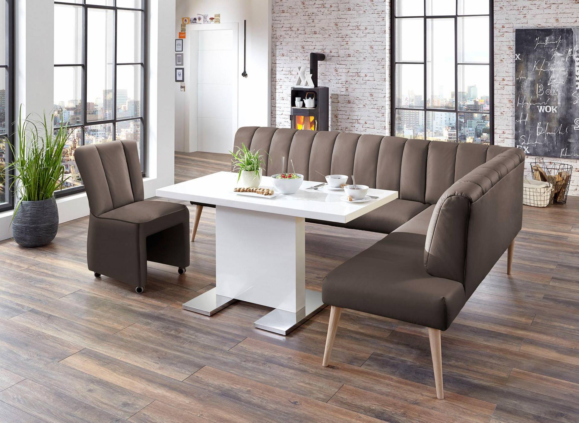 exxpo - sofa fashion Eckbank »Costa, moderne Rückensteppung, bequem und elegant, hoher Holzfuss«, Frei im Raum stellbar exxpo - sofa fashion Eckbank »Costa, moderne Rückensteppung, bequem und elegant, hoher Holzfuss«, Frei im Raum stellbar von exxpo - sofa fashion