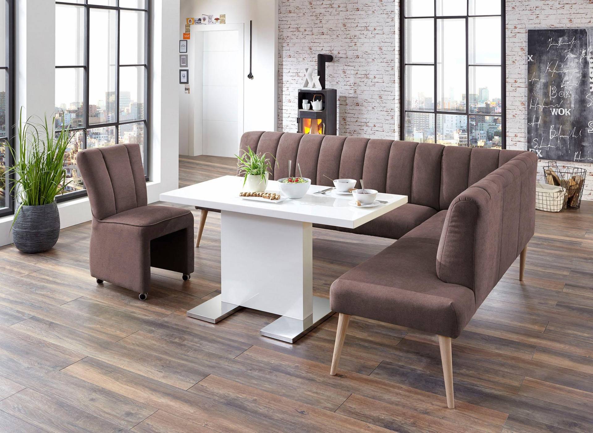 exxpo - sofa fashion Eckbank »Costa, moderne Rückensteppung, bequem und elegant, hoher Holzfuss«, Frei im Raum stellbar exxpo - sofa fashion Eckbank »Costa, moderne Rückensteppung, bequem und elegant, hoher Holzfuss«, Frei im Raum stellbar von exxpo - sofa fashion