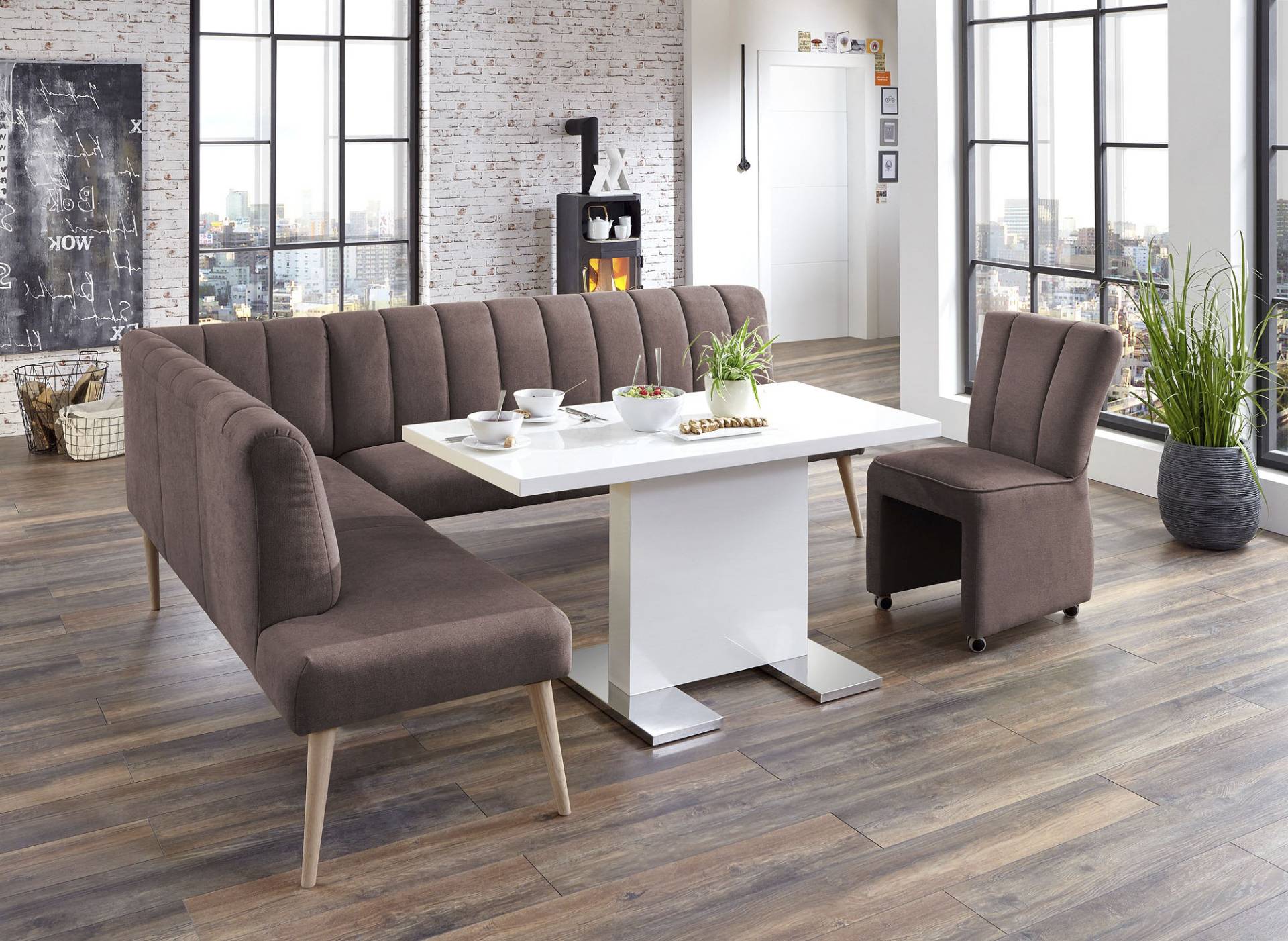 exxpo - sofa fashion Eckbank »Costa, moderne Rückensteppung, bequem und elegant, hoher Holzfuss«, Frei im Raum stellbar exxpo - sofa fashion Eckbank »Costa, moderne Rückensteppung, bequem und elegant, hoher Holzfuss«, Frei im Raum stellbar von exxpo - sofa fashion