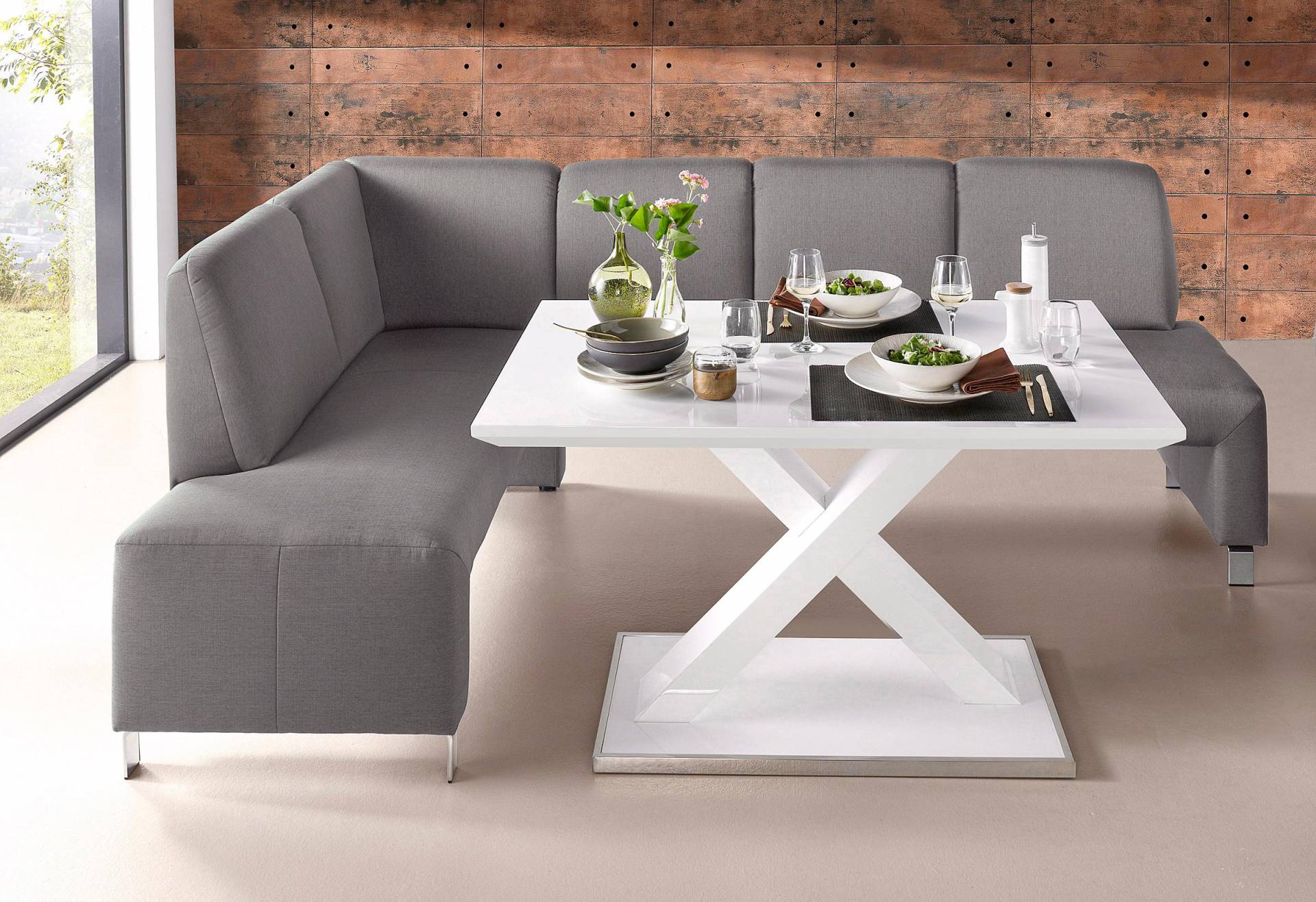exxpo - sofa fashion Eckbank »Intenso, viele Bezugsstoffe Cord, Leder, Struktur 244/157 cm (B/T)«, hohe Bodenfreiheit, frei im Raum stellbar, hoher Sitzkomfort exxpo - sofa fashion Eckbank »Intenso, viele Bezugsstoffe Cord, Leder, Struktur 244/157 cm (B/T)«, hohe Bodenfreiheit, frei im Raum stellbar, hoher Sitzkomfort von exxpo - sofa fashion