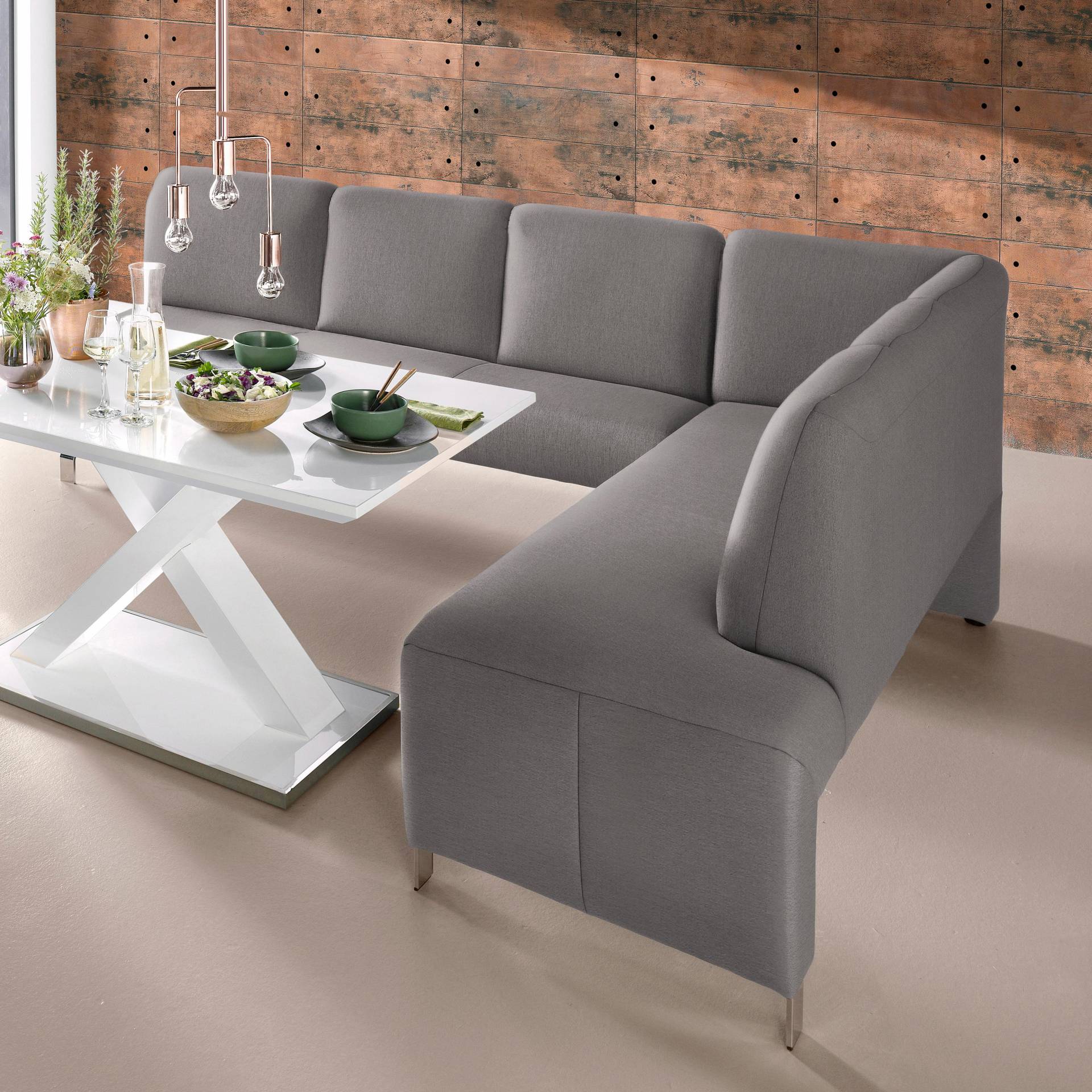 exxpo - sofa fashion Eckbank »Intenso, modern, wahlweise in Leder oder Textil, 264/197 cm (B/T)«, hohe Bodenfreiheit, frei im Raum stellbar, hoher Sitzkomfort von exxpo - sofa fashion