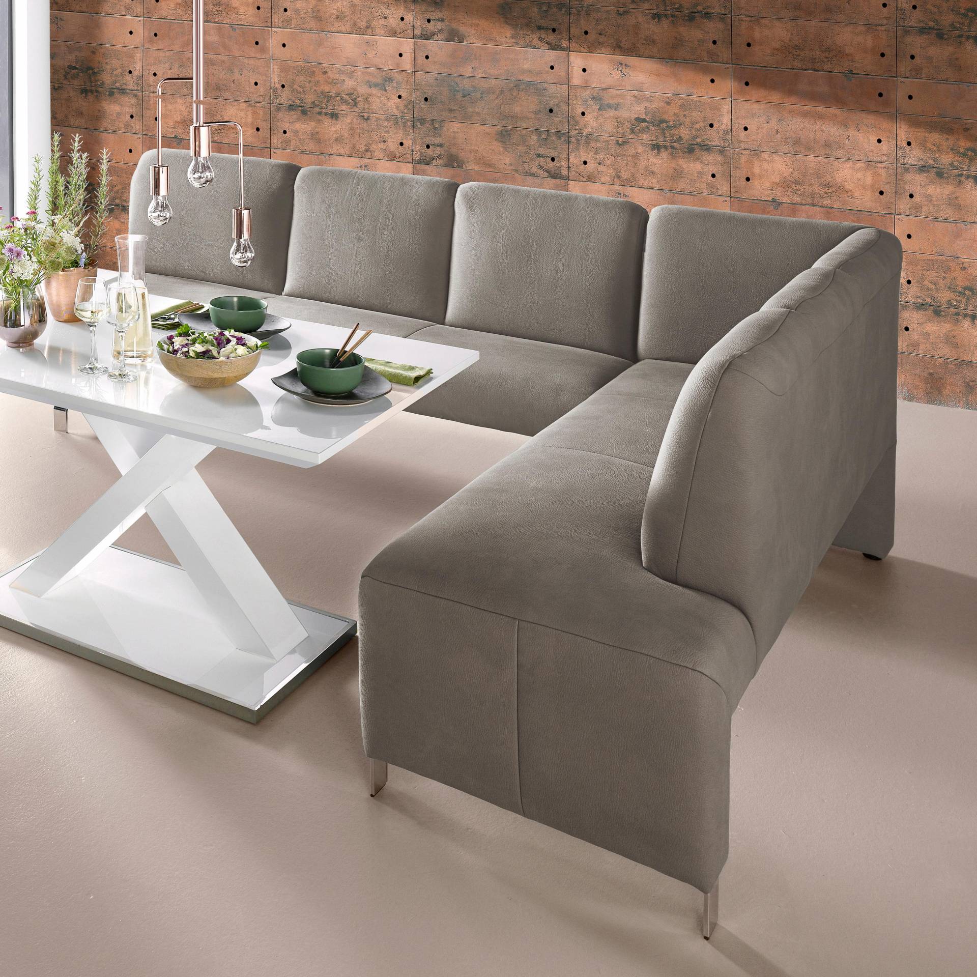 exxpo - sofa fashion Eckbank »Intenso, modern, wahlweise in Leder oder Textil, 264/197 cm (B/T)«, hohe Bodenfreiheit, frei im Raum stellbar, hoher Sitzkomfort von exxpo - sofa fashion