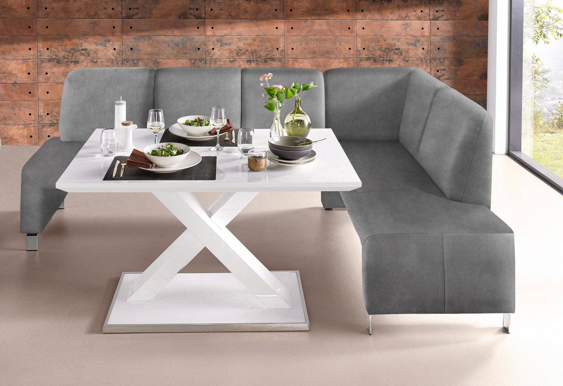 exxpo - sofa fashion Eckbank »Intenso, viele Bezugsstoffe Cord, Leder, Struktur 244/157 cm (B/T)«, hohe Bodenfreiheit, frei im Raum stellbar, hoher Sitzkomfort exxpo - sofa fashion Eckbank »Intenso, viele Bezugsstoffe Cord, Leder, Struktur 244/157 cm (B/T)«, hohe Bodenfreiheit, frei im Raum stellbar, hoher Sitzkomfort von exxpo - sofa fashion